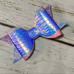 Rainbow pigtail hair bow